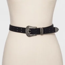 Women's Double Perf Western Belt - Wild Fable™ Black