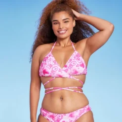 Women's Wrap Bralette Bikini Top - Wild Fable™ Pink Heart Print -Wild Fable GUEST 0ffaa5a5 106d 40db 9613 2fa06933c7f7