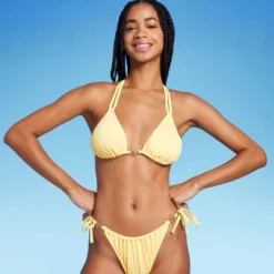 Women's Flower Charm Lurex Plisse Textured Triangle Bikini Top - Wild Fable™ -Wild Fable GUEST 1b012d6b 2fa0 468a bd3b 85adc0457b7a