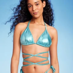 Women's Foil Triangle Bikini Top - Wild Fable™ Teal Green -Wild Fable GUEST 1bfb7970 5b23 4a6e 8867 f3291d375600