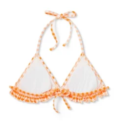 Women's Ruffle Detail Triangle Bikini Top - Wild Fable™ Orange Gingham -Wild Fable GUEST 1ced4e5c 16d2 4d53 ad54 ae34d714cd36