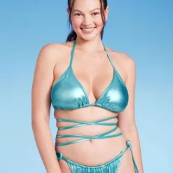 Women's Foil Triangle Bikini Top - Wild Fable™ Teal Green -Wild Fable GUEST 1f1d8e88 225b 4d95 9df7 51dbd4275fdf