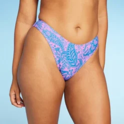 Women's Paisley Print Low-Rise Cheeky High Leg Bikini Bottom - Wild Fable™ Blue/Pink -Wild Fable GUEST 27df1c40 18c6 4e68 8a2d c5dc300353bc