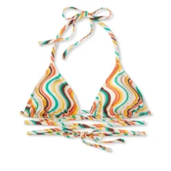 Women's Tie-Front Triangle Bikini Top - Wild Fable™ Multi Striped -Wild Fable GUEST 29213c56 a516 4058 9663 681e292bbaf9