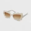 Women's Solid Plastic Novelty Marbleized Cateye Sunglasses - Wild Fable™ Ivory -Wild Fable GUEST 2e3772be d508 43eb 902d a167b336eb25