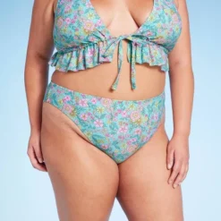 Women's Mid-Rise Cheeky High Leg Bikini Bottom - Wild Fable™ Green Floral Print -Wild Fable GUEST 2f02cd0b c4a9 40e5 92c6 11776b1b0a7e