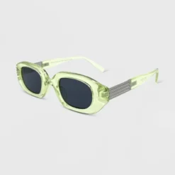 Women's Plastic Metal Combo Crystal Oval Sunglasses - Wild Fable™ Lime Green
