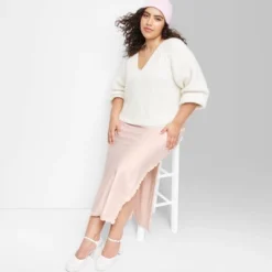 Women's Satin Lace Trim Midi Skirt - Wild Fable™ -Wild Fable GUEST 351374e9 b80c 4b8c a993 5a1ec9a575df