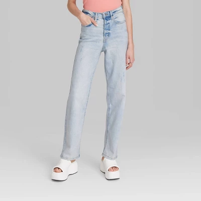 Women's Super-High Rise Distressed Straight Jeans - Wild Fable™ Light Wash 3 Women's Super-High Rise Distressed Straight Jeans - Wild Fable™ Light Wash