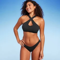 Women's Cross Front Pucker Textured Halter Bikini Top - Wild Fable™ -Wild Fable GUEST 3ef4f3f7 12f3 4a58 b1a7 b323df1fceb4