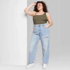 Women's High-Rise 90's Relaxed Slashed Straight Jeans - Wild Fable™ Light Wash -Wild Fable GUEST 40412feb cf46 4ffc 8d44 02e1b641df60