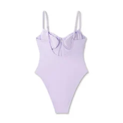 Women's Shirred Detail Underwire High Leg Extra Cheeky One Piece Swimsuit - Wild Fable™ Lilac Purple -Wild Fable GUEST 43772e28 614a 46b8 95e2 fbe258408d7a