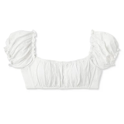 Women's Puff Sleeve Eyelette Bralette Bikini Top - Wild Fable™ White 7 Women's Puff Sleeve Eyelette Bralette Bikini Top - Wild Fable™ White - Image 5