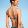 Women's Scoop Front Bralette Bikini Top - Wild Fable™ Blue Patchwork Print