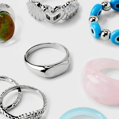 Wings Eye And Heart Mood Ring Set 8pc - Wild Fable™ Silver 2 Wings Eye And Heart Mood Ring Set 8pc - Wild Fable™ Silver