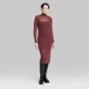 Women's Long Sleeve Lurex Mesh Midi Dress - Wild Fable™ Burgundy -Wild Fable GUEST 56112ec1 e750 4400 91bf bf8bb2bfa25f