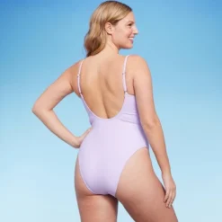 Women's Shirred Detail Underwire High Leg Extra Cheeky One Piece Swimsuit - Wild Fable™ Lilac Purple -Wild Fable GUEST 82a24cc3 4452 4650 a1e8 ab1f9e19b02e