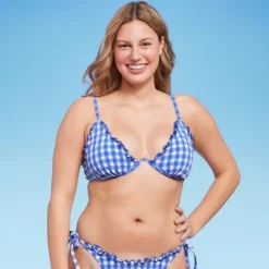 Women's Ruffle Trim Textured Underwire Bikini Top - Wild Fable™ Cobalt Blue Gingham Print -Wild Fable GUEST 883afe24 3879 45e4 ac48 fa238e7aa9ec