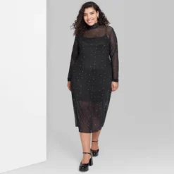 Women's Long Sleeve Rhinestone Mesh Midi Dress - Wild Fable™ Black 9 Women's Long Sleeve Rhinestone Mesh Midi Dress - Wild Fable™ Black -Wild Fable GUEST 8e2fe0d8 969d 443a b9ad c8e9673228cd
