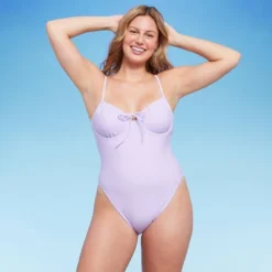 Women's Shirred Detail Underwire High Leg Extra Cheeky One Piece Swimsuit - Wild Fable™ Lilac Purple -Wild Fable GUEST 9aa65a14 225c 46c2 ae93 d506980a02d4