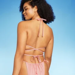 Women's Triangle Wrap Bikini Top - Wild Fable™ Pink Lurex