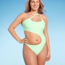Women's One Shoulder Cut Out One Piece Swimsuit - Wild Fable™ Light Green -Wild Fable GUEST 9e4b9a46 617d 4a7c b288 f017ba2bcf03