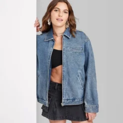 Women's Boxy Zip-Up Denim Jacket - Wild Fable™ Blue Denim -Wild Fable GUEST a8b348ff 50a1 4816 8b03 50879dd91262