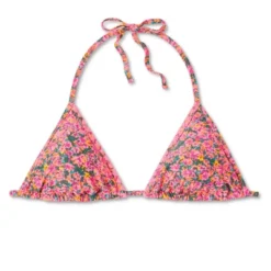 Women's Crochet Trim Triangle Bikini Top - Wild Fable™ Pink Floral Print -Wild Fable GUEST aa5c6afe 2ba2 4979 9d64 7eb22dd0aeb1