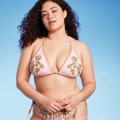 Women's Embroidered Detail Triangle Bikini Top - Wild Fable™ Multi Floral Print 5 Women's Embroidered Detail Triangle Bikini Top - Wild Fable™ Multi Floral Print - Image 3