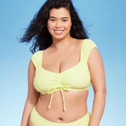Women's Tie-Front Cap Sleeve Bralette Bikini Top - Wild Fable™ Light Yellow -Wild Fable GUEST c0e6b8ef 57d1 4a0a 87f8 b790c3640e8b