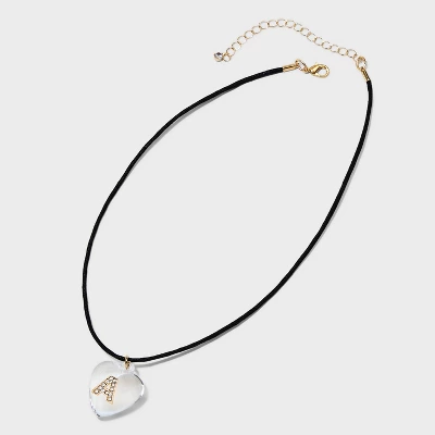 Acrylic Heart With Face Gems Pendant Necklace - Wild Fable™ Clear/Black 3 Acrylic Heart With Face Gems Pendant Necklace - Wild Fable™ Clear/Black