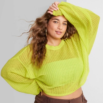 Women's Crewneck Open Knit Cropped Pullover - Wild Fable™ 7 Women's Crewneck Open Knit Cropped Pullover - Wild Fable™ - Image 5