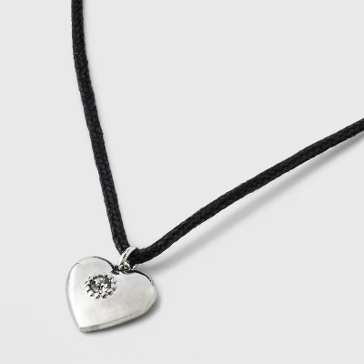 Heart Cord And Ear Pendant Necklace Set 2pc - Wild Fable™ Black/Silver 5 Heart Cord And Ear Pendant Necklace Set 2pc - Wild Fable™ Black/Silver - Image 3