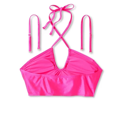 Women's Longline Wrap Halter Bikini Top - Wild Fable™ Pink Shine 8 Women's Longline Wrap Halter Bikini Top - Wild Fable™ Pink Shine - Image 6
