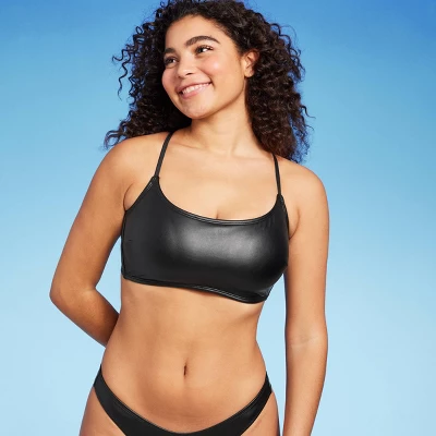 Women's Faux Leather Bralette Bikini Top - Wild Fable™ Black 10 Women's Faux Leather Bralette Bikini Top - Wild Fable™ Black - Image 8