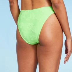 Women's Terry Textured High Leg Cheeky Bikini Bottom - Wild Fable™ Green -Wild Fable GUEST d8612a8f b130 4745 935d 385f2a8b5254