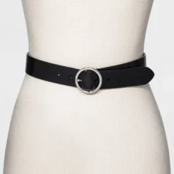 Women's Round Buckle Belt - Wild Fable™ Black