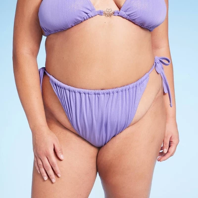 Women's Side-Tie Extra Cheeky High Leg Lurex Plisse Textured Bikini Bottom - Wild Fable™ Purple 5 Women's Side-Tie Extra Cheeky High Leg Lurex Plisse Textured Bikini Bottom - Wild Fable™ Purple - Image 3