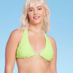 Women's Daisy Textured Ring Front Triangle Bikini Top - Wild Fable™ Green -Wild Fable GUEST e68eeeee da45 4c0f 8e2b b3f93f70eb10