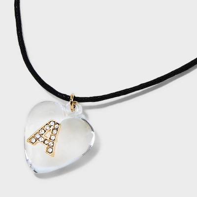 Acrylic Heart With Face Gems Pendant Necklace - Wild Fable™ Clear/Black 5 Acrylic Heart With Face Gems Pendant Necklace - Wild Fable™ Clear/Black - Image 3