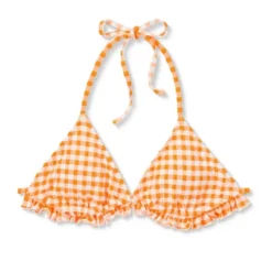 Women's Ruffle Detail Triangle Bikini Top - Wild Fable™ Orange Gingham -Wild Fable GUEST ec6220d1 9f0f 4365 84f1 f33c7ac893dc