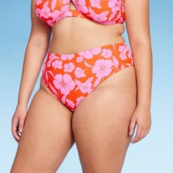 Women's High Leg Extra Cheeky Low-Rise Bikini Bottom - Wild Fable™ Orange/Pink Tropical Print -Wild Fable GUEST ee681f11 e039 4acc 9ace ba724255f4a7