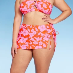 Women's Cinch Side Skirt Cover Up - Wild Fable™ Orange/Pink Tropical Print -Wild Fable GUEST f465aafc dd5d 468a a3c1 9c4b5ba2b81c