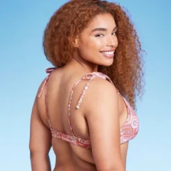 Women's Shoulder Tie Bralette Bikini Top - Wild Fable™ Peach Paisley Print -Wild Fable GUEST f7e60990 c822 4be3 a76c c16ddfc7bad6